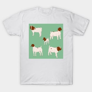 Boer Goats Pattern Sage T-Shirt